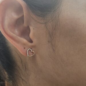 Aretes corazón zirconias oro rosa